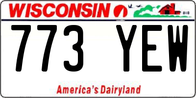 WI license plate 773YEW