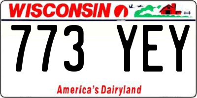 WI license plate 773YEY