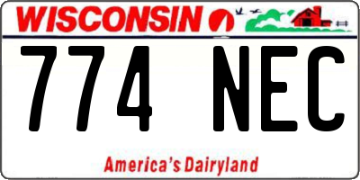 WI license plate 774NEC