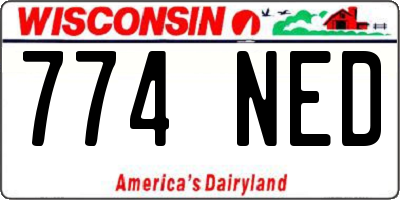 WI license plate 774NED