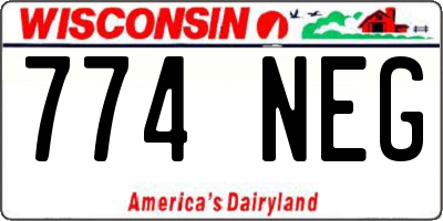 WI license plate 774NEG