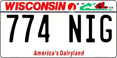 WI license plate 774NIG