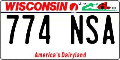 WI license plate 774NSA