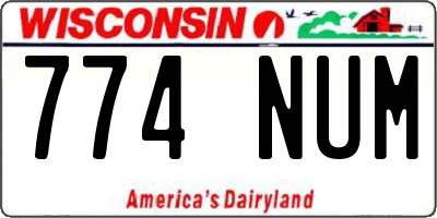 WI license plate 774NUM