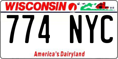 WI license plate 774NYC