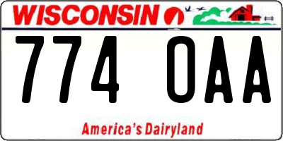 WI license plate 774OAA