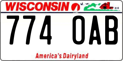 WI license plate 774OAB
