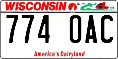 WI license plate 774OAC