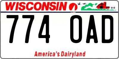 WI license plate 774OAD