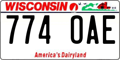 WI license plate 774OAE
