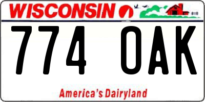 WI license plate 774OAK