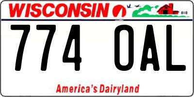WI license plate 774OAL