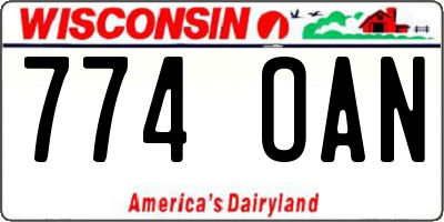 WI license plate 774OAN