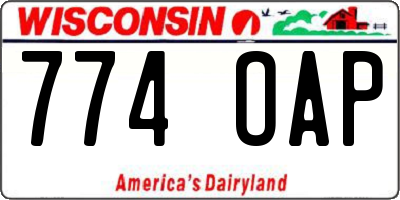 WI license plate 774OAP