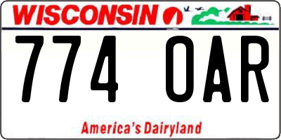 WI license plate 774OAR