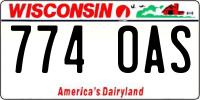 WI license plate 774OAS