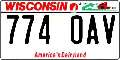 WI license plate 774OAV
