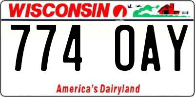 WI license plate 774OAY