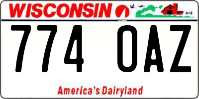 WI license plate 774OAZ