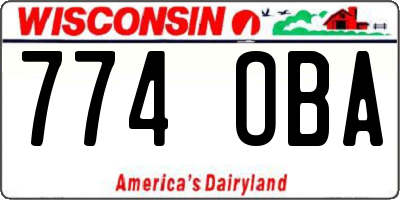 WI license plate 774OBA