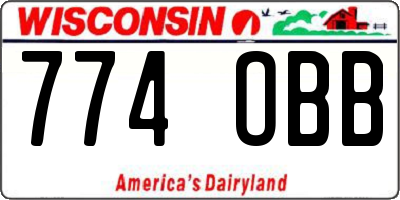WI license plate 774OBB