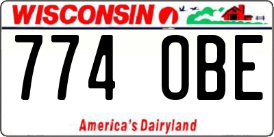WI license plate 774OBE