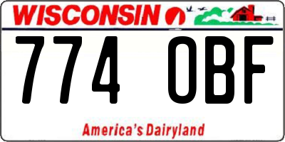 WI license plate 774OBF