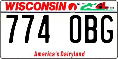 WI license plate 774OBG