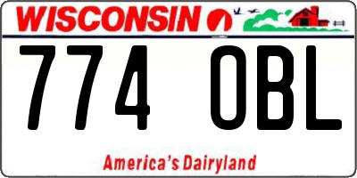 WI license plate 774OBL