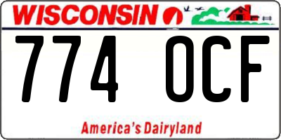 WI license plate 774OCF