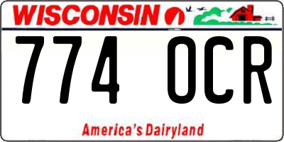 WI license plate 774OCR
