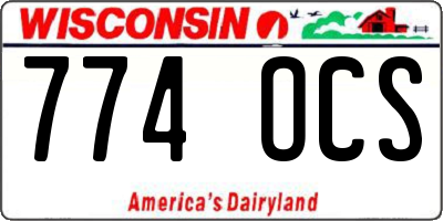 WI license plate 774OCS
