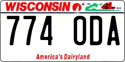 WI license plate 774ODA