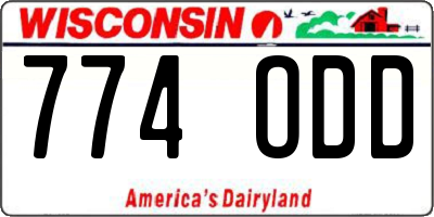 WI license plate 774ODD