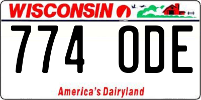 WI license plate 774ODE