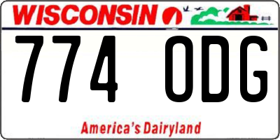 WI license plate 774ODG