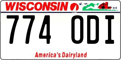 WI license plate 774ODI