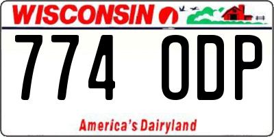 WI license plate 774ODP