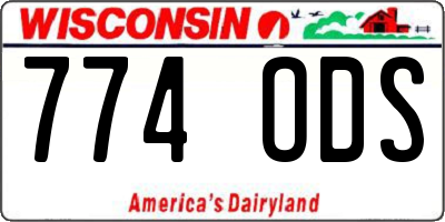 WI license plate 774ODS
