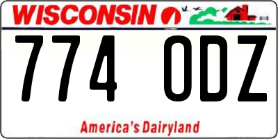 WI license plate 774ODZ