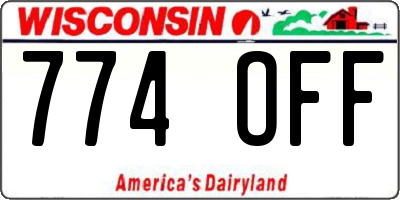 WI license plate 774OFF
