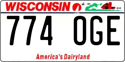 WI license plate 774OGE