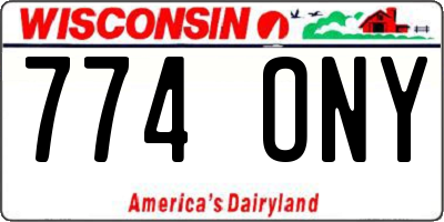 WI license plate 774ONY
