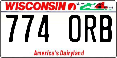 WI license plate 774ORB