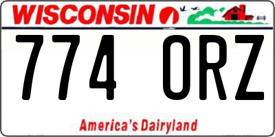 WI license plate 774ORZ