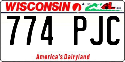 WI license plate 774PJC