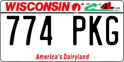 WI license plate 774PKG