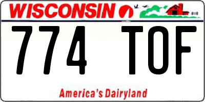 WI license plate 774TOF