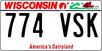 WI license plate 774VSK