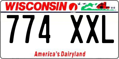 WI license plate 774XXL